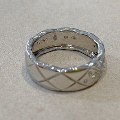 CRUSH RING 6.8MM SILVER DIAMONDS QUILTED