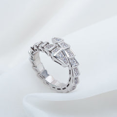 SERPENTI RING SILVER DIAMOND PAVED 4MM