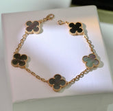 CLOVER BLACK MOP PINK GOLD BRACELET 5 MOTIFS