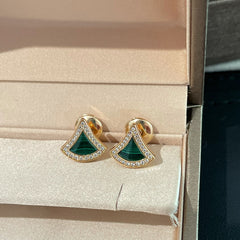 NEW DREAM MALACHITE PINK GOLD EARRINGS