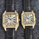 SANTOS DUMONT LADY GOLD CASE CROCODILE STRAP