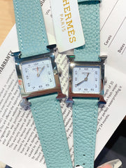 HM HEURE H 26 SILVER BLUE DIAL EPSOM LEATHER