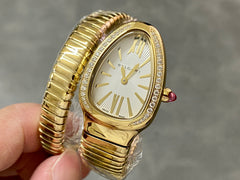 SERPENTI SPIGA GOLD DIAMOND BEZEL WHITE DIAL