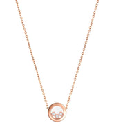 HAPPY PEDANT PINK GOLD 3 DIAMOND NECKLACE