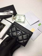 CC CARD HOLDER 11.2 BLACK CALFSKIN SILVER ICON