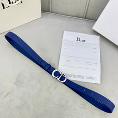 DIOR 25S BELT 20 MM IN NAVY BLUE CALFSKIN WITH SILVER HARDWARE 590778