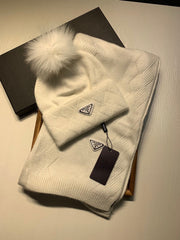 SET SCARF AND HAT IN WHITE WOOL AND RABBIT FUR 416368