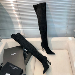 OPYUM THIGH HIGH BOOTS IN BLACK VELVET