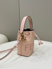 MON TRESOR MINI 18 BAG IN PEACHY PINK CALFSKIN FF WITH GOLD HARDWARE