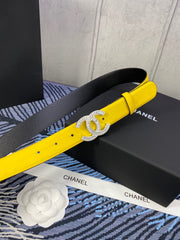CHANEL 25S BELT 30 MM IN YELLOW CALFSKIN WITH SILVER HARDWARE 615096