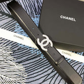 CHANEL 25S BELT 30 MM IN BLACK CALFSKIN WITH SILVER HARDWARE 615100
