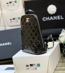 CHANEL 25S BACKPACK 23 IN BLACK SHINY CALFSKIN GOLD HARDWARE