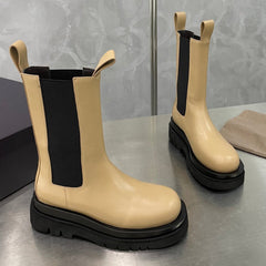 LUG CHELSEA BOOT IN CAMEL BEIGE CALFSKIN