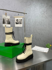 LUG LACE-UP BOOT IN BEIGE CREAM CALFSKIN 7 CM