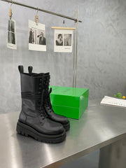 LUG LACE-UP BOOT IN BLACK CALFSKIN 7 CM