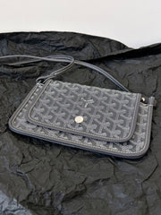 PLUMET POCKET WALLET 20 IN GREY BLACK GOYARDINE CANVAS AND LAMBSKIN TRIM