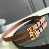 CELINE 25S BELT TRIOMPHE 25MM IN BROWN CALFSKIN 559676