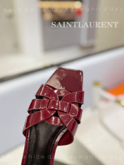 SL TRIBUTE SLIPPERS GLOSSY BERRY CALFSKIN