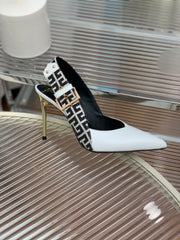 BALMAIN 25S SLINGBACK SHOES 95MM IN WHITE CALFSKIN