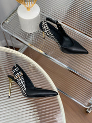 BALMAIN 25S SLINGBACK SHOES 95MM IN BLACK CALFSKIN