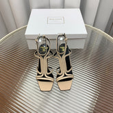 BALMAIN 25S MONETA SANDAL 95MM IN WARM BEIGE CALFSKIN