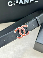 CHANEL 25S BELT 30 MM IN BLACK CALFSKIN 616968