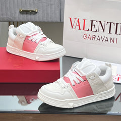 VALENTINO 25S GARAVANI OPEN SKATE SNEAKERS IN PEACH PINK LAMBSKIN STYLE 11