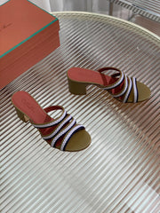 LP SPRIGHTLY CHARMS MID-SANDAL WHITE AND OLIVE CALFSKIN