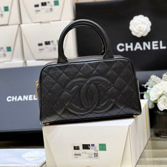 25S CHANEL QUILTED CAVIAR BOWLING BAG 27 IN BLACK CALFSKIN