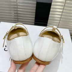 FLAT SANDALS WITH DOUBLE STRAP-DESIGN LEATHER WHITE