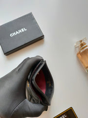 CC CARD HOLDER 11.2 BLACK CALFSKIN GOLD ICON