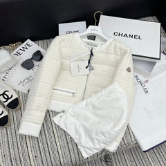 MONCLER 25S TWEED DOWN HOODED JACKET 256