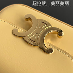 Triomphe 11 Bright Yellow Shiny Calfskin Handbag