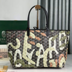 SAINT LOUIS PM BAG 34 IN GREEN LETTRES CAMOUFLAGE GOYARDINE CANVAS