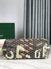 SAINT LOUIS GM BAG 40 IN GREEN LETTRES CAMOUFLAGE GOYARDINE CANVAS