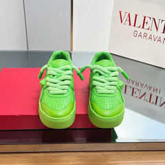VALENTINO 25S GARAVANI ONE STUD XL PLATFORM SNEAKERS IN GREEN LAMBSKIN