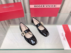 TRÈS VIVIER MARY JANE BLACK PATENT CALFSKIN CRYSTAL BUCKLE