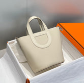 HERMES 25S IN THE LOOP 18 IN IVORY CALFSKIN SILVER HARDWARE