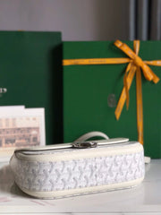 233 BAG 25 IN WHITE CALFKIN AND GOYARDINE CANVAS