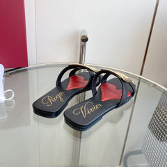 VIV' BY THE SEA LOVE METAL MULES IN BLACK CALFSKIN GOLD BUCKLE