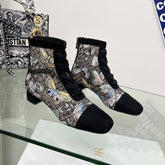 DIOR 25S NAUGHTILY-D ANKLE BOOTS 35 MM IN BLACK MESH TULLE AND SUEDE STYLE 3