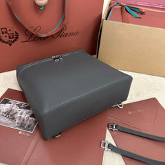 EXTRA POCKET BACKPACK L23.5 IN GRAY CALFSKIN WITH SILVER HARDWARE