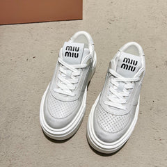 Sneakers Thick-soled Light Gray Cowhide