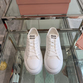 Sneakers High Sole White Canvas