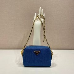 MINI BAG 14 IN AZURE BLUE DENIM GOLD HARDWARE