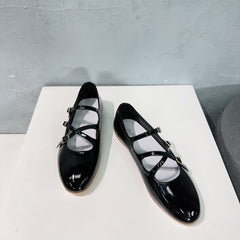 LES BALLERINES CELINE BABIES IN BLACK PATENT CALFSKIN