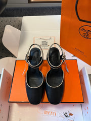 KLEO HIGH SLINGBACK IN BLACK CALFSKIN