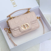 JOLIE TOP HANDLE BAG 19 IN PALE PINK CANNAGE CALFSKIN