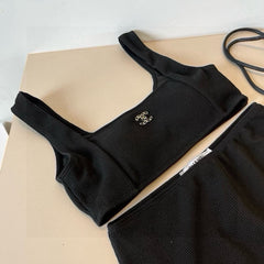 CC BIKINI SWIMSUIT SET IN BLACK ATTACHED WITH LOGO 629243