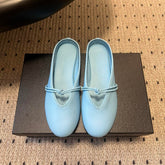 BOTTEGA VENETA 26S FLAT MULES IN BLUE LAMBSKIN